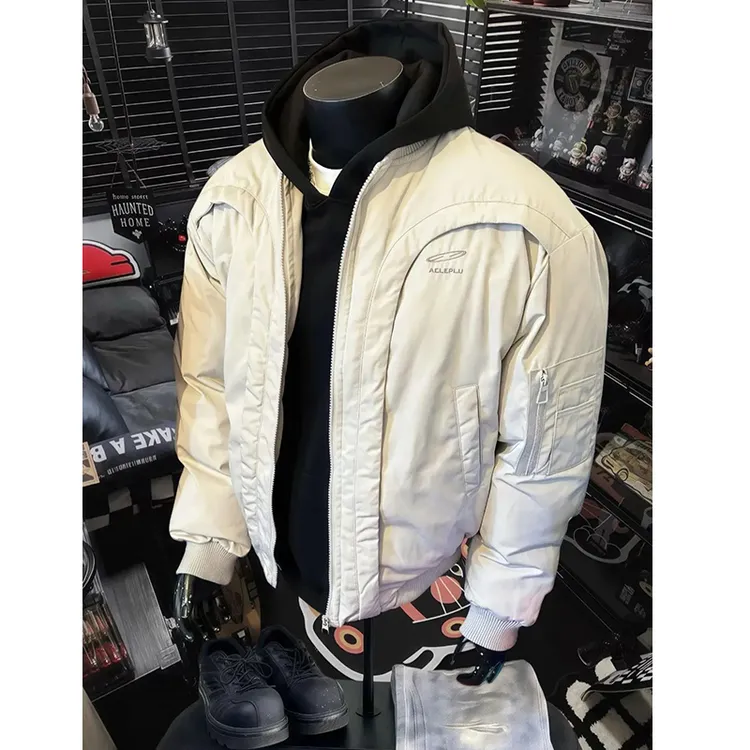 美式飞行夹克棉服男款冬季高级感机车棉衣外套加厚短款夹棉棒球服