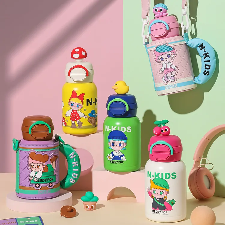 杯具熊开口笑熊孩子双饮保温杯吸管直饮两用多巴胺便携卡通水杯