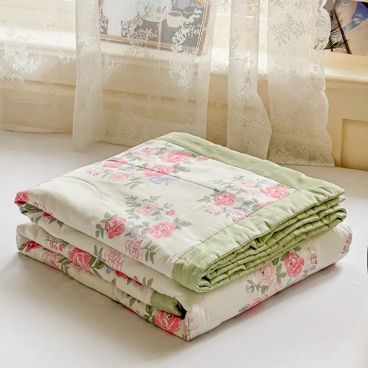 纯棉空调被100%冰丝羊毛填充夏凉被透气全棉可机洗单双人儿童被子