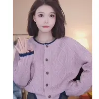 【芝士Cheese】费曼玫瑰扣针织慵懒慵懒风毛衣圆领秋冬小香风外穿