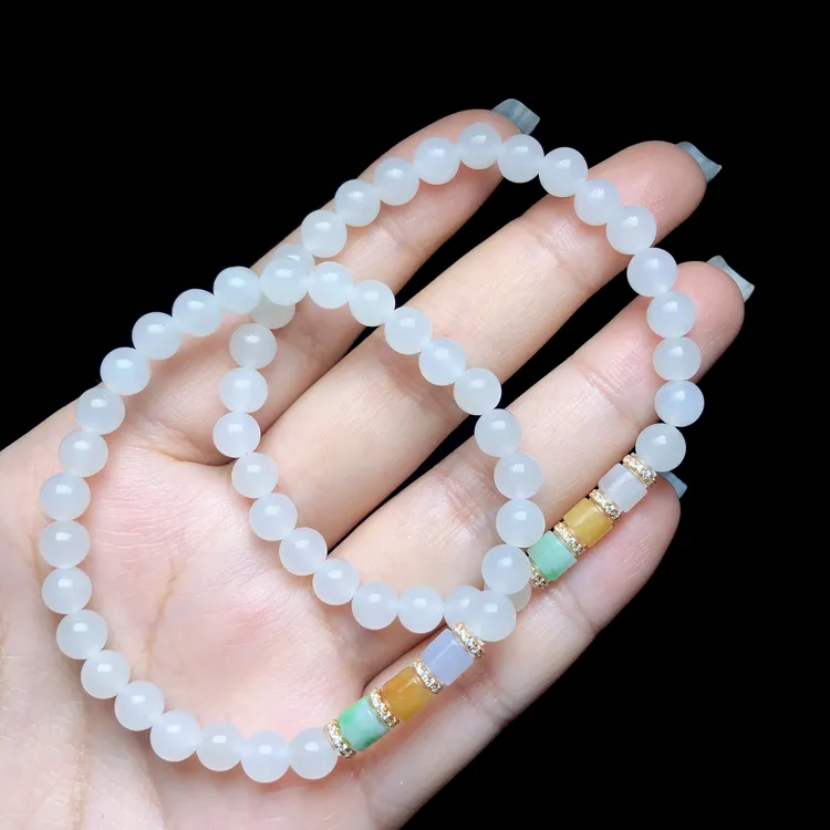 【云上叙】和田玉DIY手串-多样性发其一-约6mm-V59803-M（甄选）