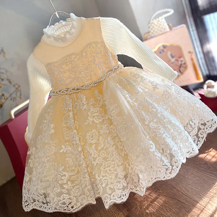 公主裙女童秋装2025新款儿童生日高端蓬蓬演出花童婚礼小女孩礼服