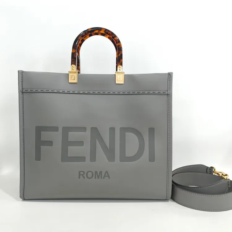 95新 FENDI/芬迪 捐金沉珠/中号sunshine灰色单肩
