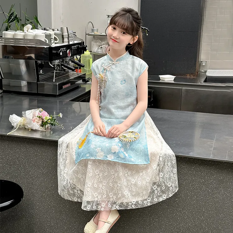 女童旗袍连衣裙夏季2025新款儿童新中式国风改良旗袍裙古风公主裙