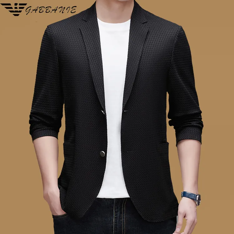 意大利休闲西装男士新款春夏薄款时尚商务潮流中青年锦纶舒适西服