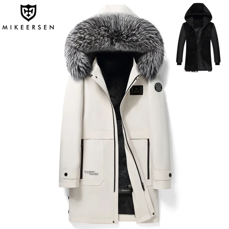 海宁新款派克服男獭兔毛内胆中长款皮毛一体皮草大衣修身潮流外套