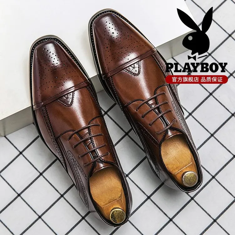 花花公子2025新款鞋子男款冬季正装商务德训鞋结婚耐磨休闲皮鞋男