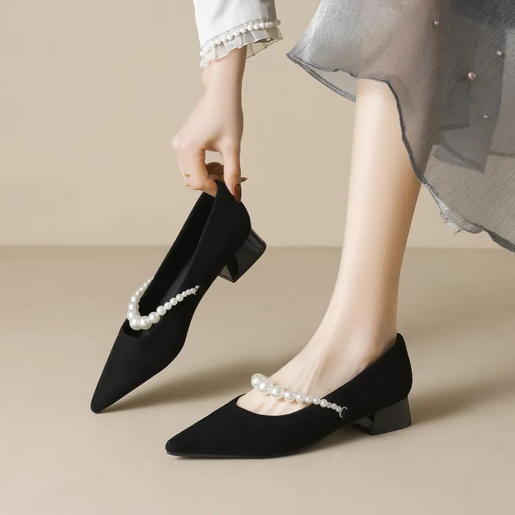 【韩国JTG&Shoes官方正品】法式小香风尖头浅口单鞋女粗跟2025新
