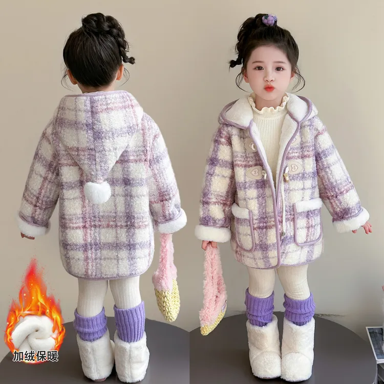 女童洋气冬季加绒加厚外套女宝宝2025新款韩版休闲保暖儿童冬装潮