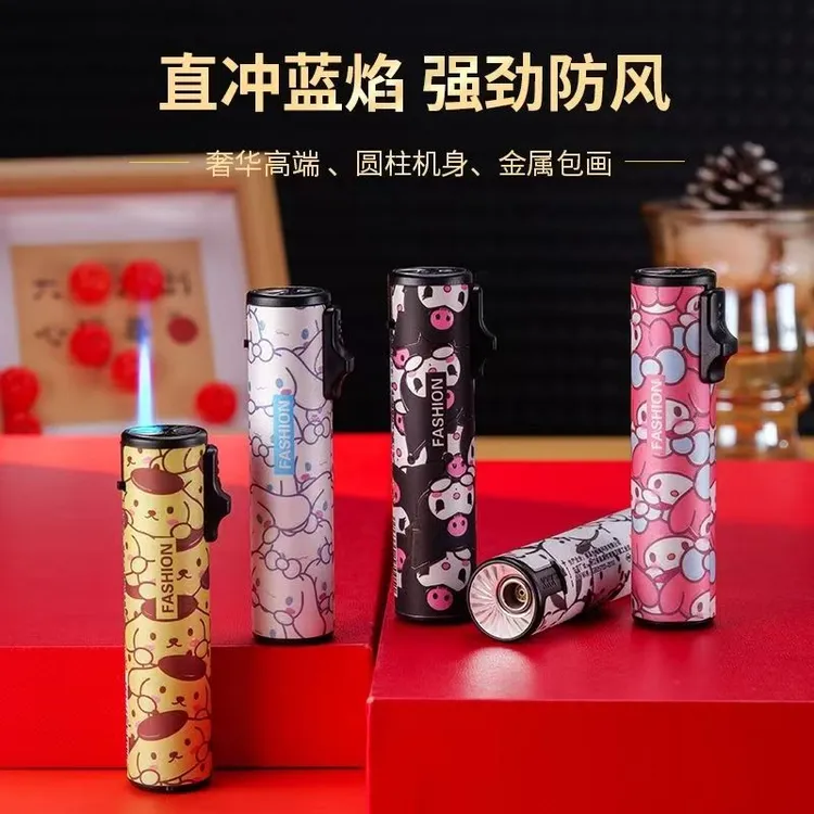 【2025新品】潮流金属圆柱卡通直冲可充气防风打火机送男友实用礼物商品图