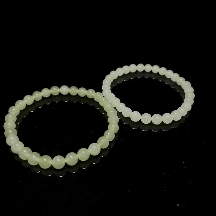 【润家玉】和田玉圆珠手串约卡6mm多样性发其一 R146-004