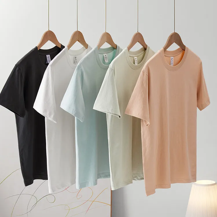 夏季230g纯棉短袖男女休闲T恤圆领半袖纯色上衣宽松情侣衣服批发