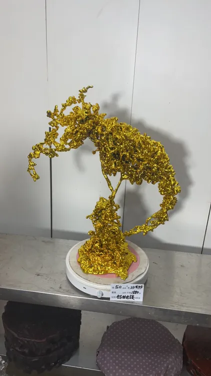 铝材质浇筑电镀手工摇钱树玄关客厅办公室装饰艺术摆件