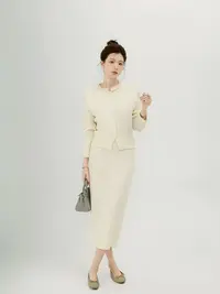 【芝士Cheese】茉莉白柚 小香风显瘦气质网红白色时尚法式秋冬套装