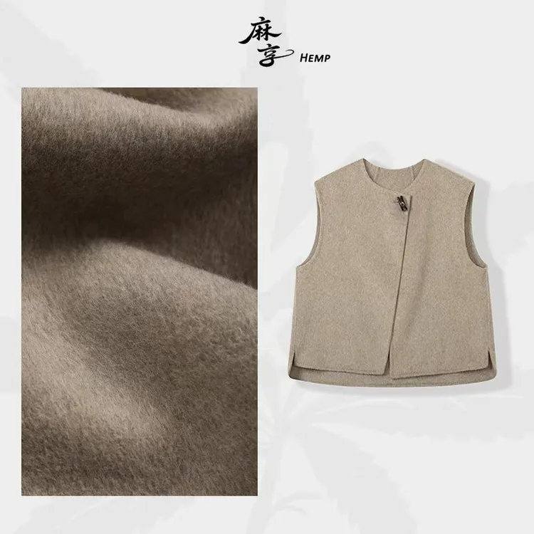 麻享【羊毛马甲】双面呢轻奢气质一粒扣无袖上衣秋季休闲FSY51041