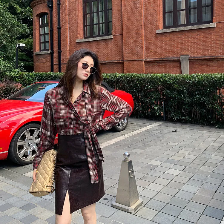 【ALONE SAVOR】龍喜儿双生鳄鱼纹 气质感修身半身裙X838