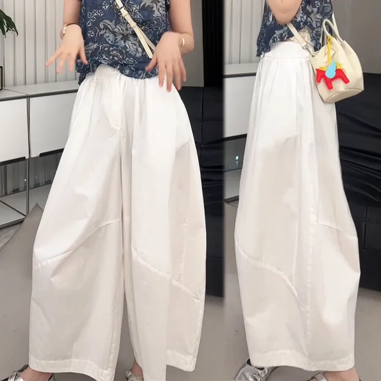 韩版高腰纯色休闲裤女2025年夏季新款时尚百搭减龄遮肉显瘦气球裤