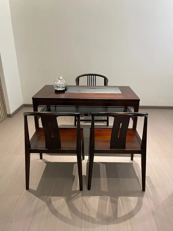 乌金木实木茶桌椅高档实木茶桌椅新中式阳台茶桌办公室茶台客厅