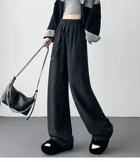 H6719 【冬夜碎星】闪点阔腿裤 宽松慵懒风 日常出街休闲百搭款9777