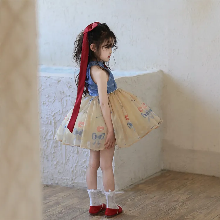 女童新中式白雪公主裙连衣裙2025秋季新款女孩洋气中秋生日礼服裙