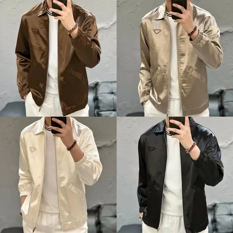 8029春夏季男士新品醋酸翻领夹克外套高品质时尚百搭休闲商务
