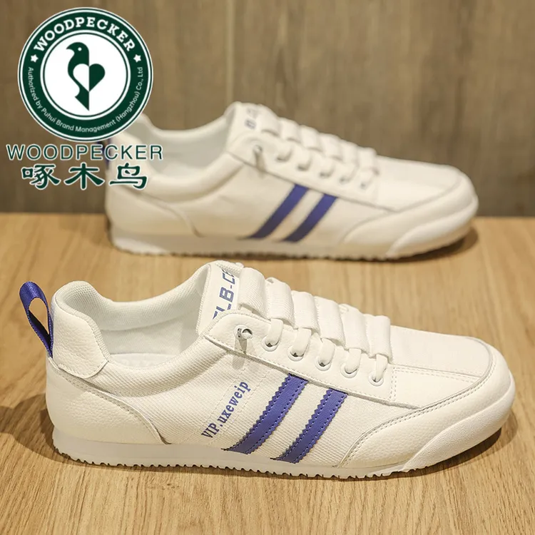 啄木鸟小白鞋男2025新款夏季懒人一脚蹬软底阿甘青少年百搭休闲运