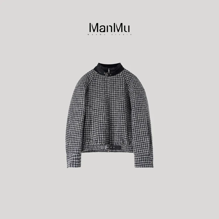 满目ManMu 【张琪专属】高级定制秋季时尚百搭羊毛格子外套350720