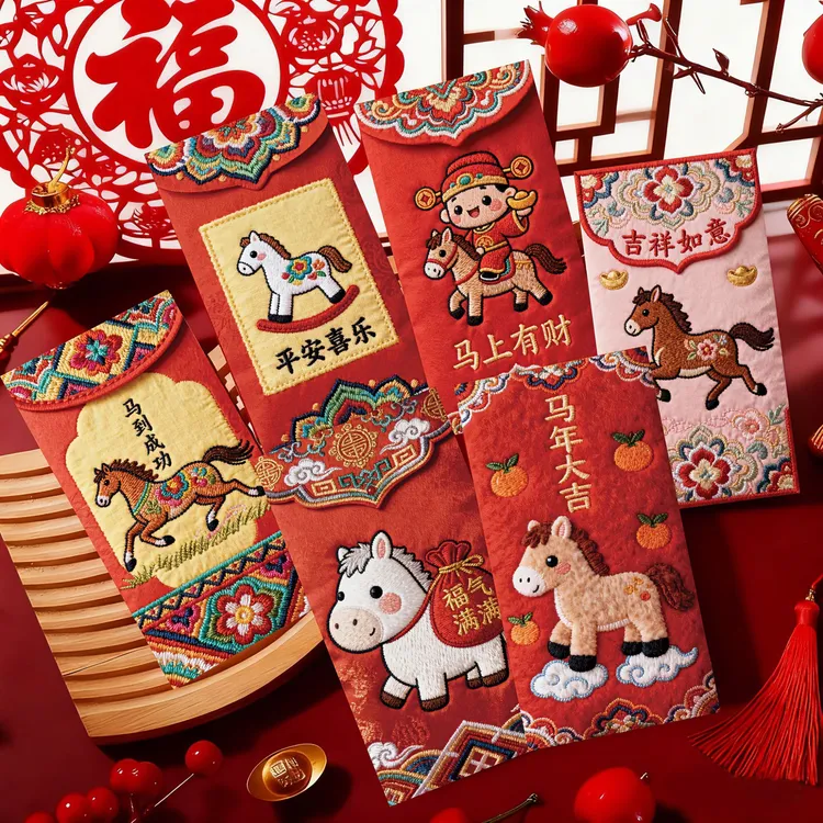 2026新款红包立体刺绣马年生肖红包大号新年压岁钱红包春节利是封