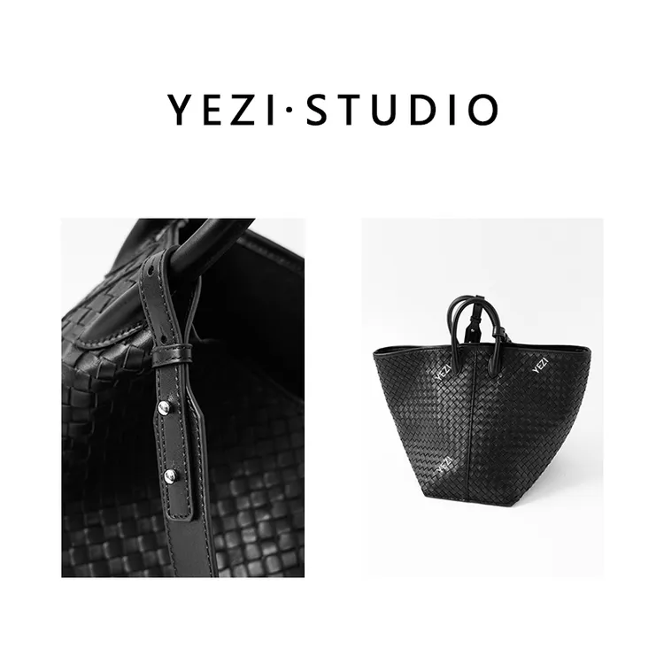 【高知女主】手工编织头层羊皮极简百搭大容量托特水桶包25346020