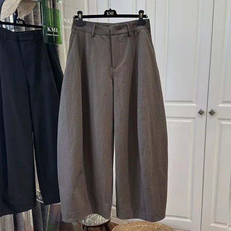 高级感气质韩系阔腿弯刀裤2025秋季新款时尚简约宽松显瘦休闲长裤