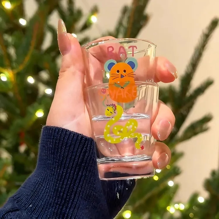 卡通玻璃白酒杯烧酒杯家用二两小酒杯创意酒盅清酒杯子一口杯迷你