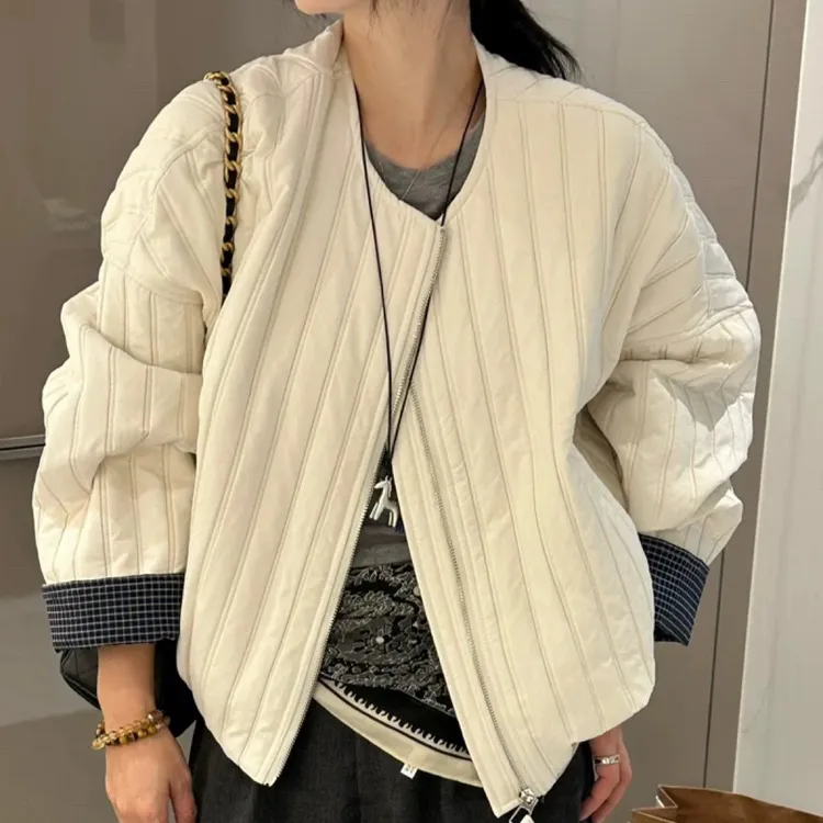 欧货开衫薄棉外套女短款秋季2025新款百搭宽松休闲夹克开衫棒球服