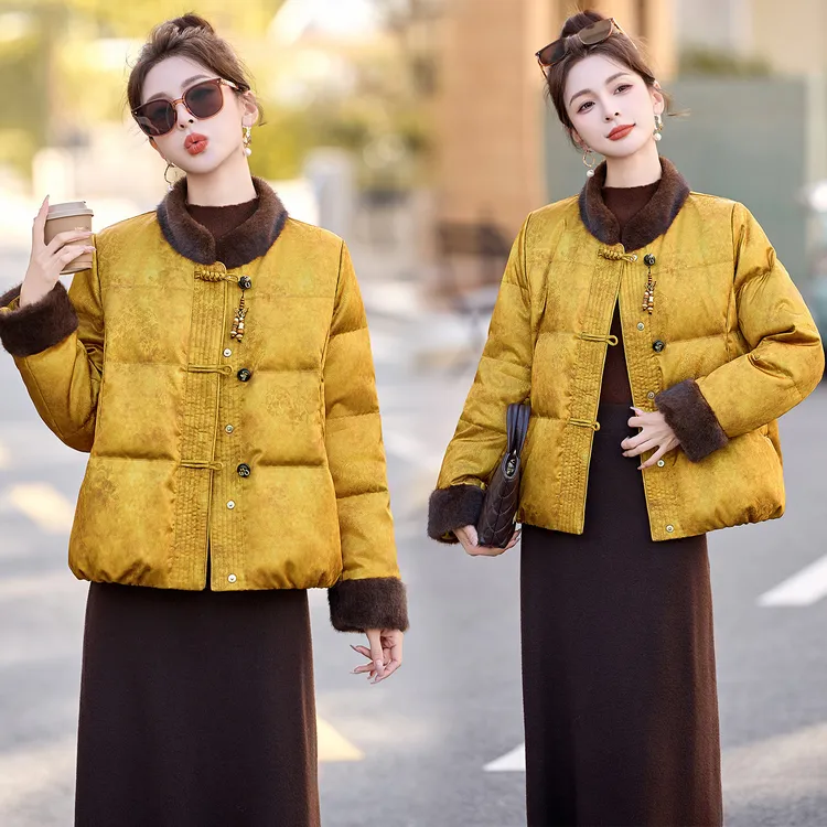 新中式国风羽绒服女2025冬季新款小个子加厚保暖盘口设计感外套潮