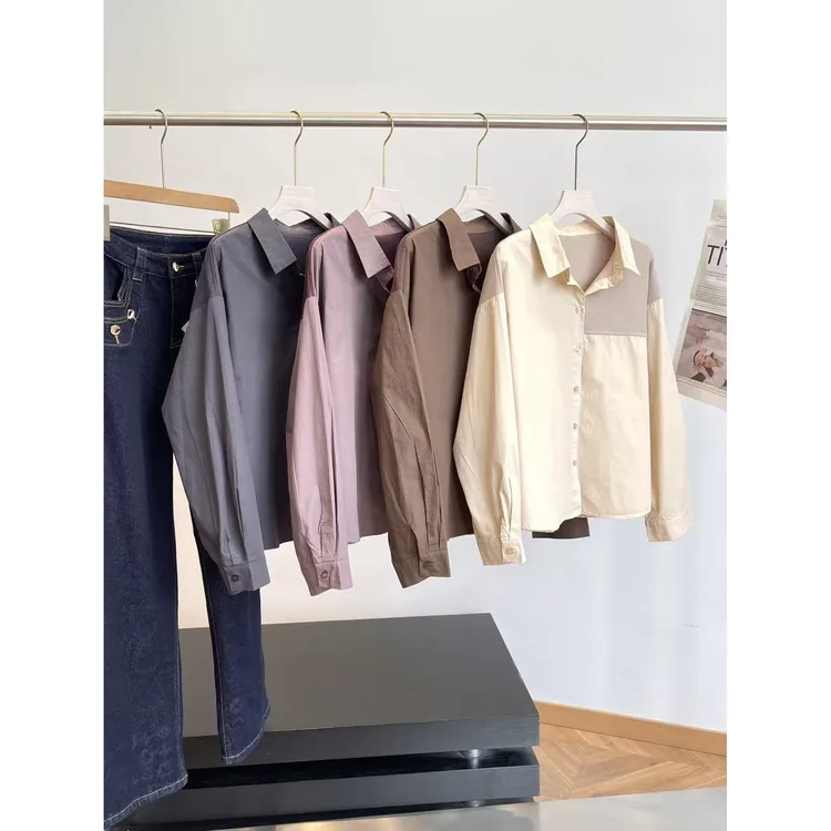 B 23-88 女士仿天丝撞色拼接休闲衬衫 C251171 H6971