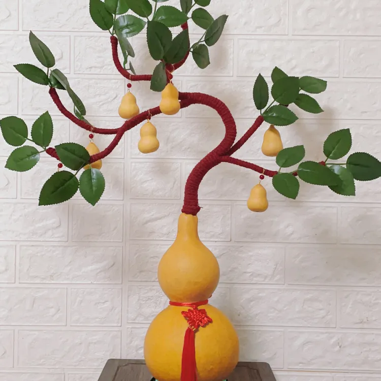 天然葫芦家居摆件迎客松七个小葫芦一个大葫芦葫芦树葫芦招财摆件