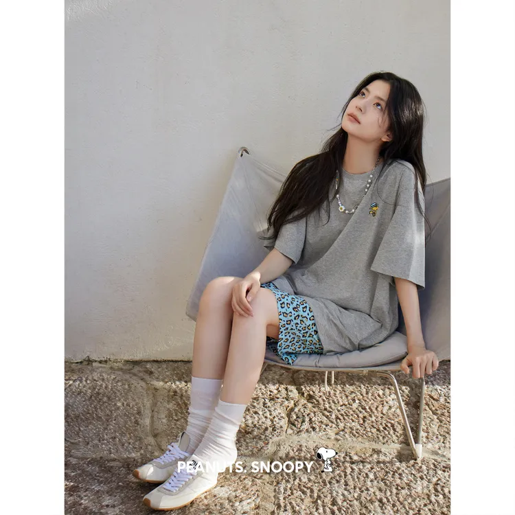 贝妍史努比睡衣女夏季凉感短袖中裤大码家居服慵懒松弛感穿搭套装