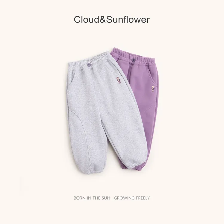 【云朵小葵】女童冬季新款时尚洋气小熊纯色束脚百搭卫裤1114696