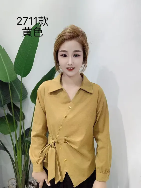 秋季新款高端小众气质不规则收腰修身女士长袖衬衫上衣