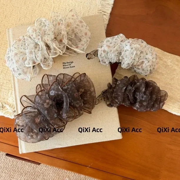 新款韩系碎花香蕉夹高级感百搭后脑勺气质优雅竖夹发饰商品图