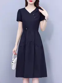 F592 连衣裙2025新款女妈妈高端修身时尚收腰显瘦气质中长款