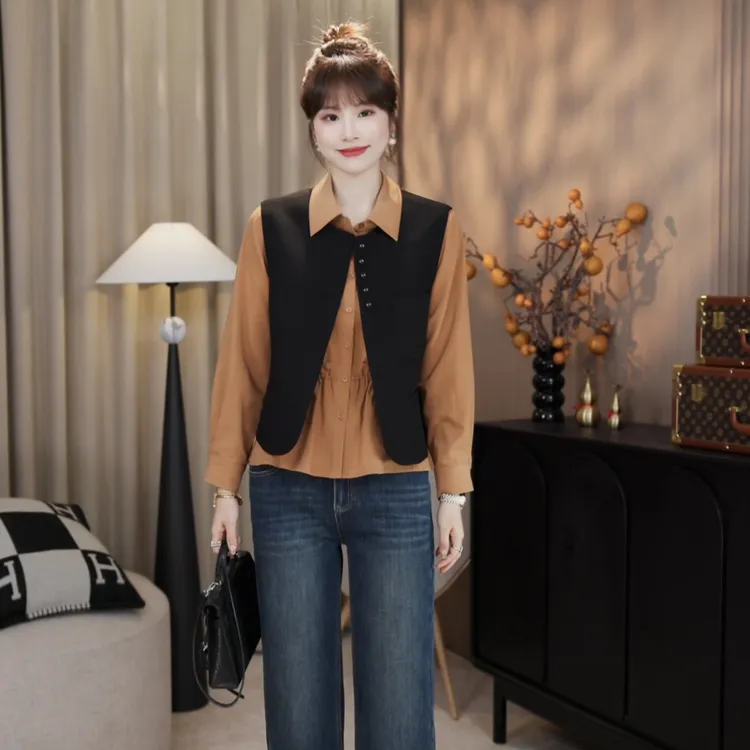 LMENY“搭配公式”设计感圆领单排扣显瘦公主线百搭马甲25CW009