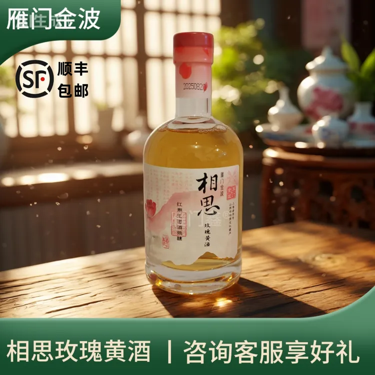 雁门金波相思玫瑰黄酒半甜型代县黄酒12度无添加零焦糖色纯粮酿造