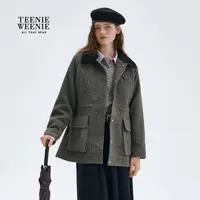 TeenieWeenie小熊25秋季新款宽松气质撞色翻领外套女TTJW258TW3B