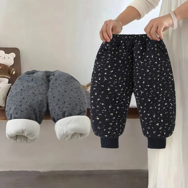 儿童加厚棉裤长裤女棉裤松紧加厚风格休闲裤裤子女童加绒冬季