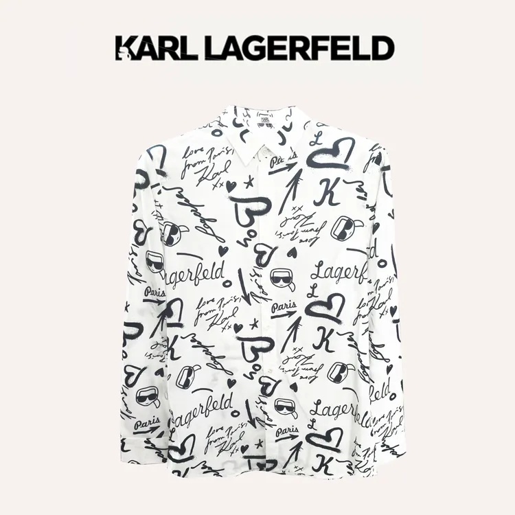 【官方男装黑色】KARLLAGERFELD卡尔拉格斐高奢棉长袖衬衫M26X1680