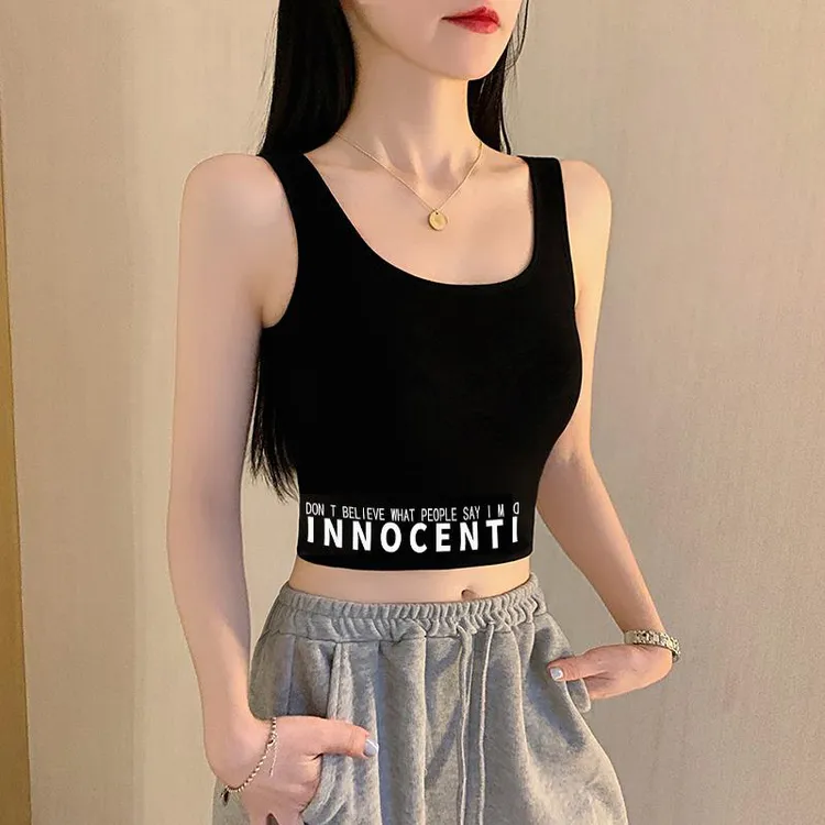 短款露脐黑色小吊带背心女西装内搭2026新款夏美背设计感外穿上衣