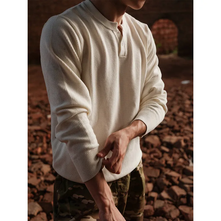 GTAL25AW新贵老钱风针织衣美式休闲亨利领纯色长袖复古高级感上衣