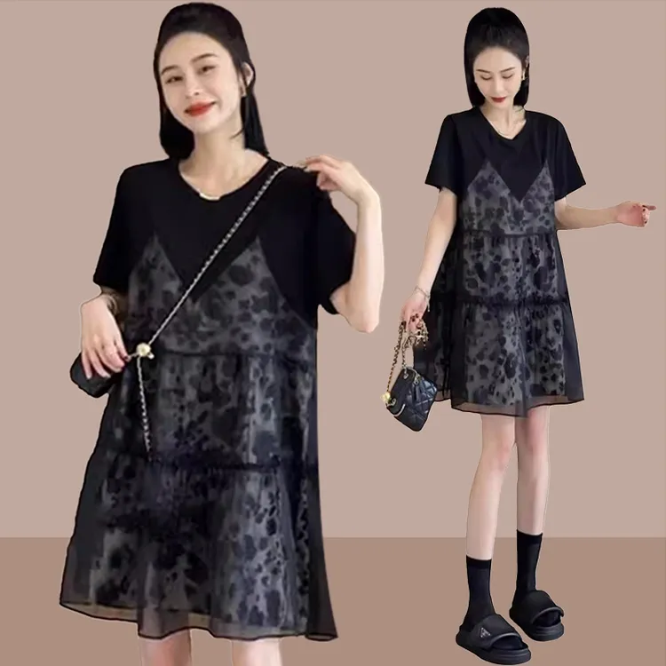2025新款夏季网红时尚连衣裙女小个子中长款高级感遮肉显瘦小黑裙