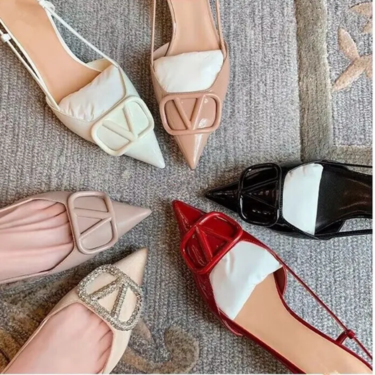 软底气质尖头高跟鞋2025年夏新款细跟后空单鞋子法式包头凉鞋女鞋