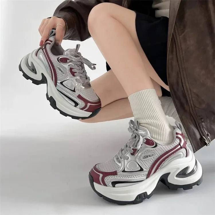 小个子厚底增高轻便老爹鞋女2025新款夏季休闲百搭潮流时尚运动鞋